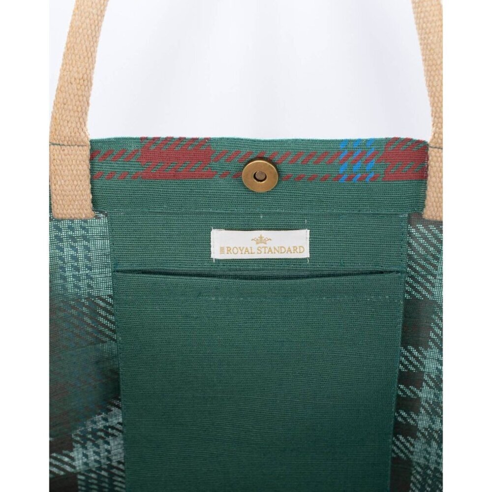 Telluride Plaid Juco Carryall Tote Green/Red 22x19x8 - Picture 2 of 2